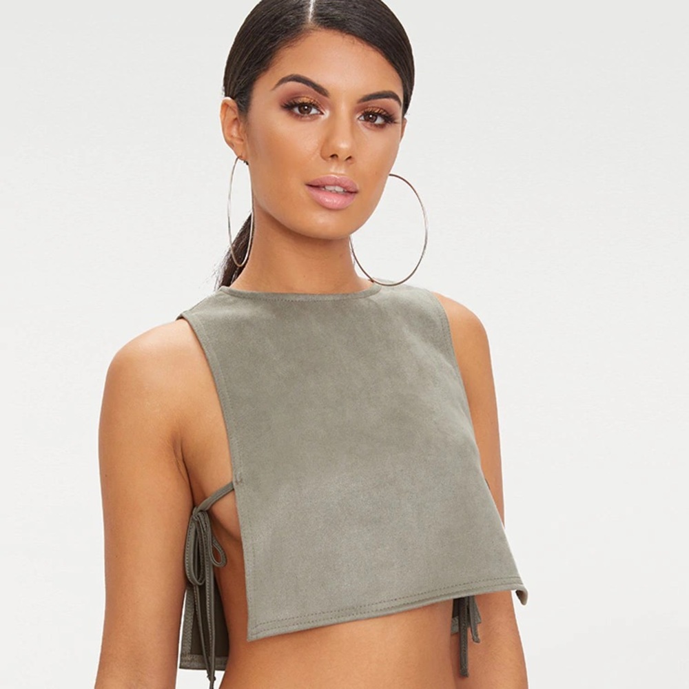 Pretty little thing Green Suedette top